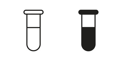 Test tube icon in Line and Silhouette Icon Set. Isolated Vector Illustration.
