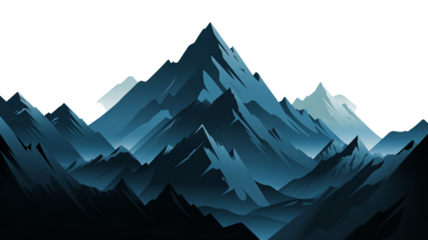 Majestic mountain range panorama with layered peaks and cool hues, perfect for travel, adventure, nature, or serene backgrounds, vector illustration style