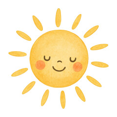 Fototapeta premium PNG Smiling sun with closed eyes.