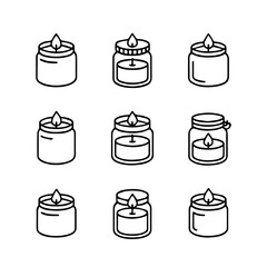 set of outline icons candles in jars vector on a white background
set of 9 line icons, vector, on a white background