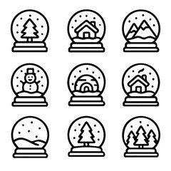 set of outline icons snow globes vector on a white background
set of 9 line icons, vector, on a white background
