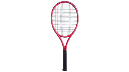 Modern pink tennis racket ready for action, perfect for sports enthusiasts and dynamic athletic visuals, conveying energy and precision on the court