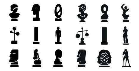 Modern sculpture silhouette icons set – art, abstract, contemporary design elements