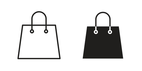 Shopping Bags icon in Line and Silhouette Icon Set. Isolated Vector Illustration.