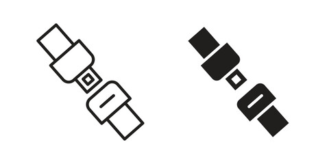 Seat Belt icon in Line and Silhouette Icon Set. Isolated Vector Illustration.
