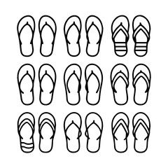set of outline icons slippers vector on a white background
set of 9 line icons, vector, on a white background