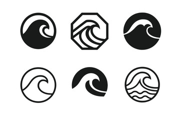 Extreme Photography Logos. Photography expeditions in extreme environments. Set Logo of Photography expeditions in extreme environments: stormy ocean wave.