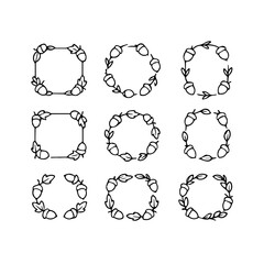 set of outline icons frames with acorns vector on a white background
set of 9 line icons, vector, on a white background