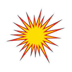 Naklejka premium Illustration of a yellow starburst with red outline isolated on transparent background