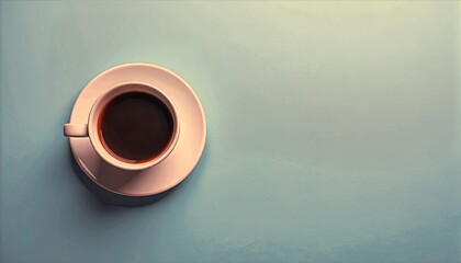 Minimalist coffee cup on pastel background with negative space
