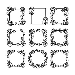 set of outline icons rose flower frames vector on a white background
set of 9 line icons, vector, on a white background