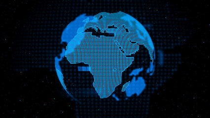 Abstract earth technology concept in dark network system