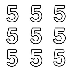 set of outline icons numbers 5 vector on a white background
set of 9 line icons, vector, on a white background