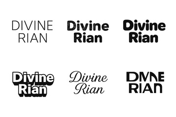 Obraz premium Harmonious Lettering Variations. Divine Rian. Set lettering. harmonious lettering variations of the same emblematic concept (Modern minimal monoline lettering,