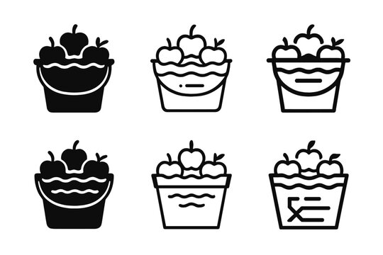 Halloween Activity Logos. Halloween party activities for children. Set Logo of Halloween party activities for children: apple bobbing bucket. harmonious logo