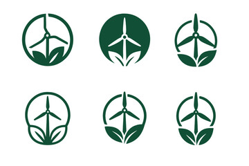 Eco-Friendly Logo Variants. Sustainable Living and Eco-Friendly Solutions. Set Logo of Sustainable Living and Eco-Friendly Solutions: wind turbine. harmonious