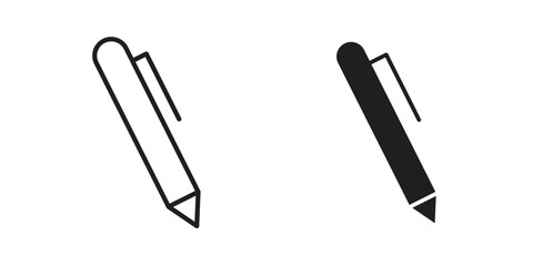 Pen icon in Line and Silhouette Icon Set. Isolated Vector Illustration.