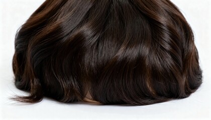 Lustrous Dark Brown Wavy Hair Wig on White Background