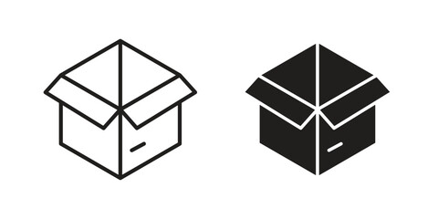 Open box icon in Line and Silhouette Icon Set. Isolated Vector Illustration.