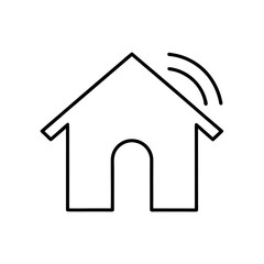 Outline drawing of a smart home symbol on transparent background