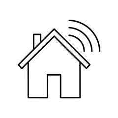 Outline of house with wifi signal above it on transparent background