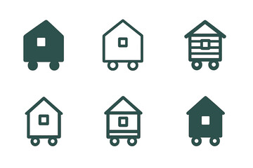 Tiny Homes Logo Variations. Tiny homes and alternative living spaces. Set Logo of Tiny homes and alternative living spaces: Tiny House on Wheels. harmonious