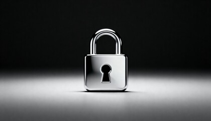Shiny silver padlock with a keyhole, symbolizing security and protection