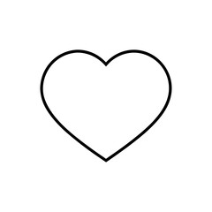 Outline of a simple heart shape in black on transparent background