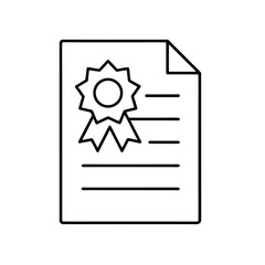 Document with seal and horizontal lines art on transparent background