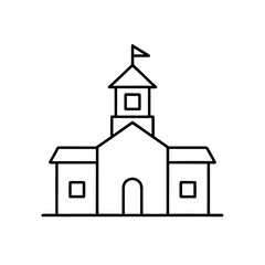 Simple line drawing of a town hall icon on transparent background