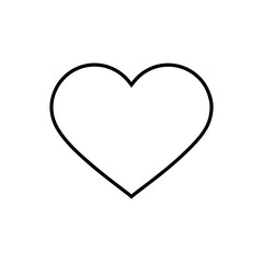 Simple heart outline on a white backdrop on transparent background