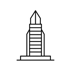 Outline drawing of a building structure on transparent background