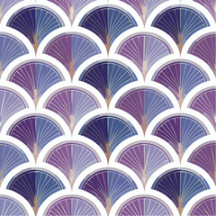 Luxury Modern Art Deco Seamless Pattern. Geometric design with gold lines on a deep Future Dusk blue background. Elegant, sophisticated print for fashion.

