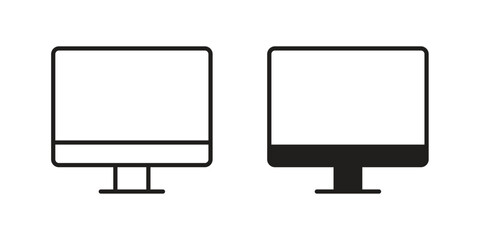 Monitor icon in Line and Silhouette Icon Set. Isolated Vector Illustration.