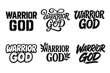Fototapeta premium Warrior God Lettering. Warrior God. Set lettering. harmonious lettering variations of the same emblematic concept (Stencil-inspired urban lettering, Whimsical