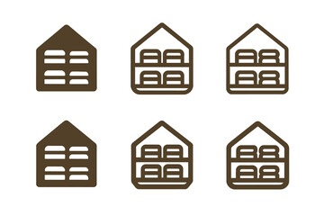 Organizational Logo Variations. Home Organization Tips. Set Logo of Home Organization Tips: closet shelves. harmonious logo variations of the same emblematic