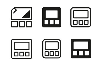 Versatile Logo Designs. Content creation. Set Logo of Content creation: storyboard and frames. harmonious logo variations of the same emblematic concept, each