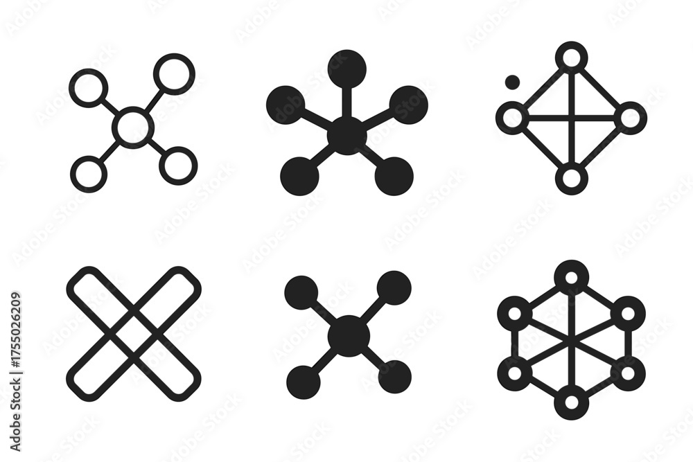Wall mural networking logo variations. your network is your net worth. set logo of networking: digital network 
