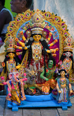 Traditional Bengali Goddess Durga idol for Durga Puja.
