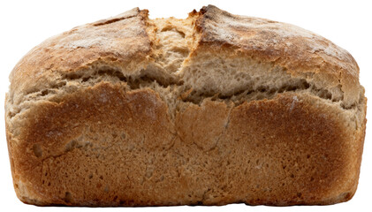 A whole artisanal rustic loaf of freshly baked bread on a white background, transparent background png