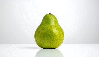 Fresh Green Pear on White Background - A Simple Still Life.