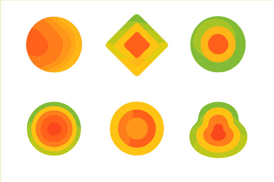 Harmonious Heatmap Logos. Heatmapping. Set Logo of Heatmapping: circular gradient hot spot. harmonious logo variations of the same emblematic concept, each
