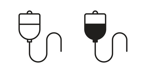 IV bag icon in Line and Silhouette Icon Set. Isolated Vector Illustration.