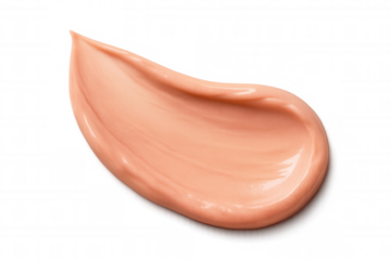 Cosmetic foundation or bb cream texture swatch isolated on transparent background, beauty product smear