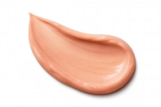 Cosmetic foundation or bb cream texture swatch isolated on transparent background, beauty product smear