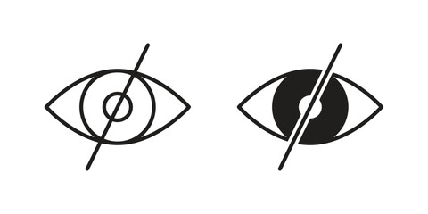 Hide icon in Line and Silhouette Icon Set. Isolated Vector Illustration.