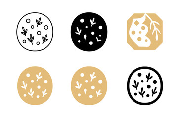 Fototapeta premium Focaccia Bread Logos. Baking a rustic focaccia bread with herbs and olive oil. Set Logo of Baking a rustic focaccia bread with herbs and olive oil: dough with