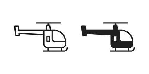 Helicopter icon in Line and Silhouette Icon Set. Isolated Vector Illustration.