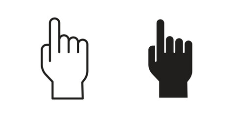 Hand pointer icon in Line and Silhouette Icon Set. Isolated Vector Illustration.