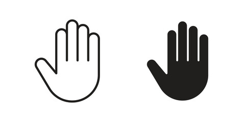 Hand icon in Line and Silhouette Icon Set. Isolated Vector Illustration.